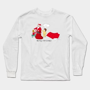 Merry Christmas Santa Claus with a cute little girl Long Sleeve T-Shirt